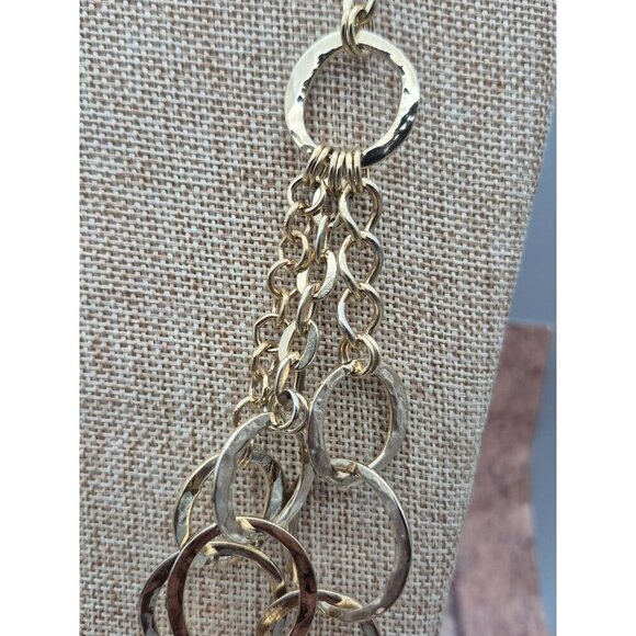 Gold Tone Large Link Multi Chain Statement Necklace 24" Mint - Picture 8 of 10